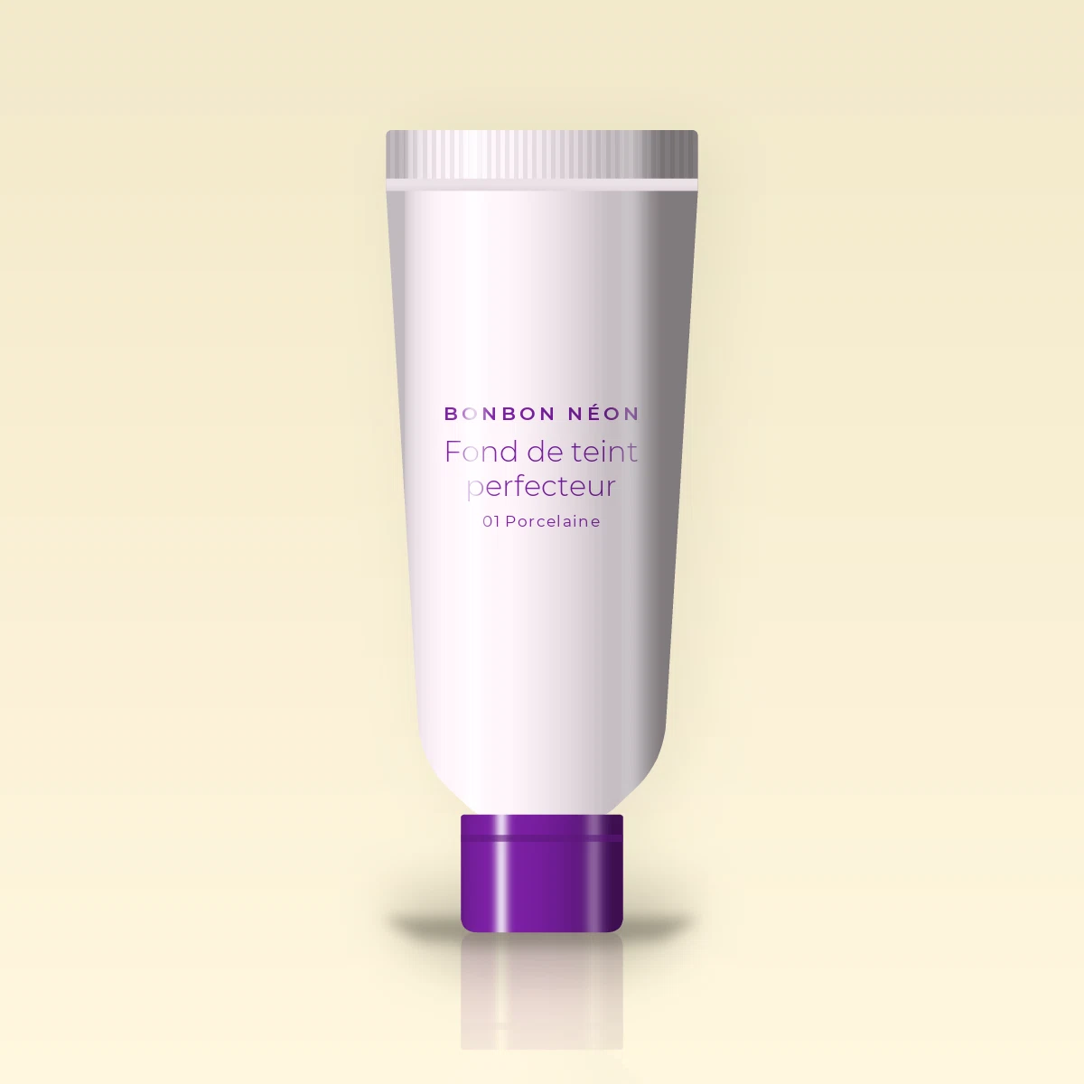 Fond de teint perfecteur à la camomille – Bonbon Néon, tube 30 ml, teinte 01 Porcelaine