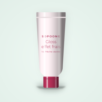 Gloss effet frais à la fleur de cerisier – Sopoong, tube 4 ml, teinte 14 Pêche dorée