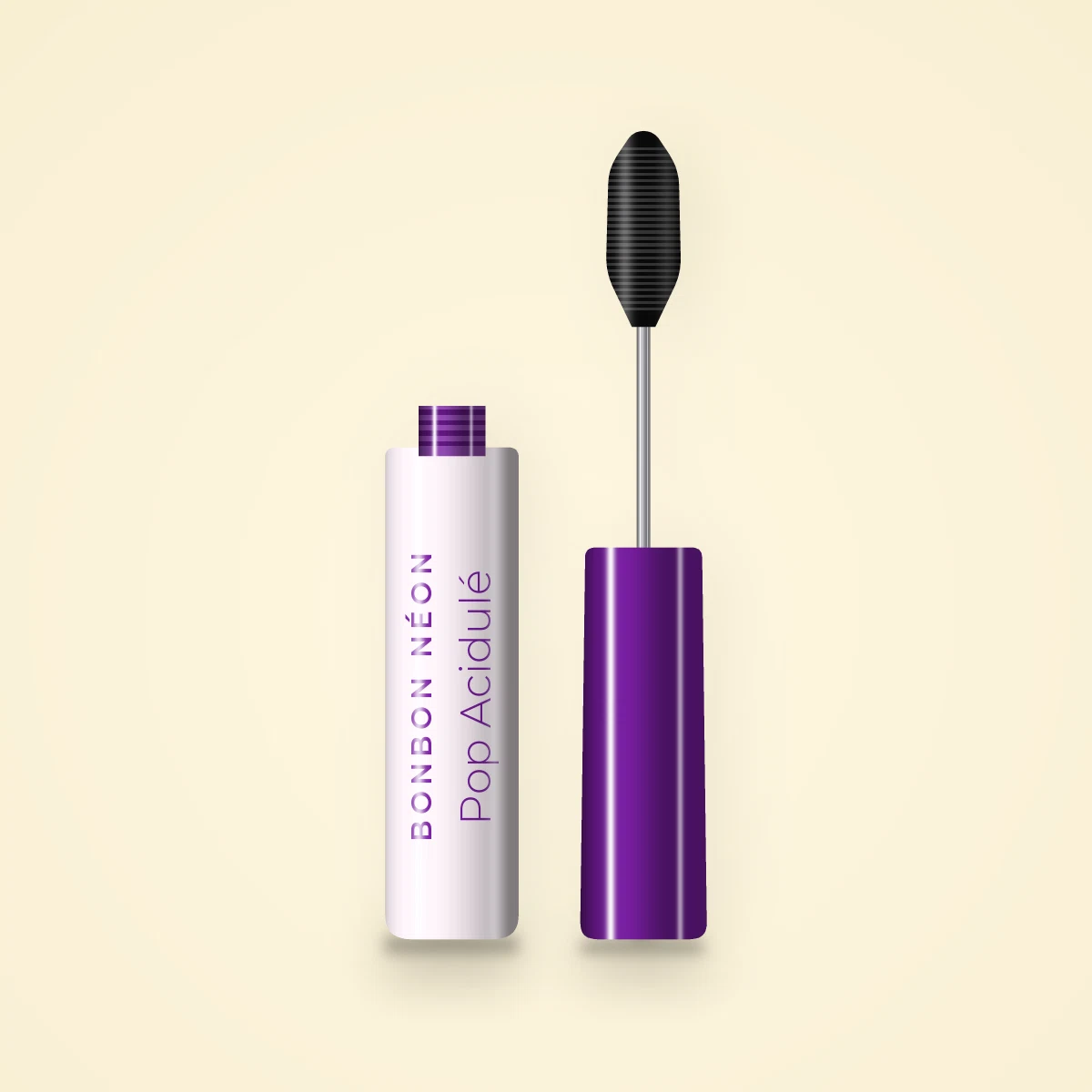 Mascara Pop Acidulé au bambou – Bonbon Néon, flacon et brosse 4 ml, teinte Noir intense