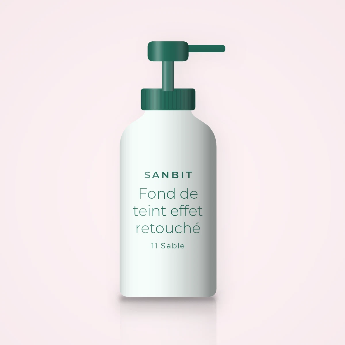 Fond de teint effet retouché à la réglisse – Sanbit, flacon-pompe 30 ml, teinte 11 Sable