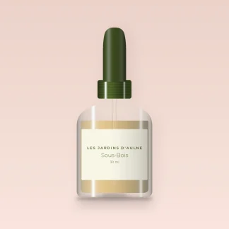 Huile capillaire soyeuse Sous-Bois – Les Jardins d'Aulne, flacon compte-gouttes 30 ml
