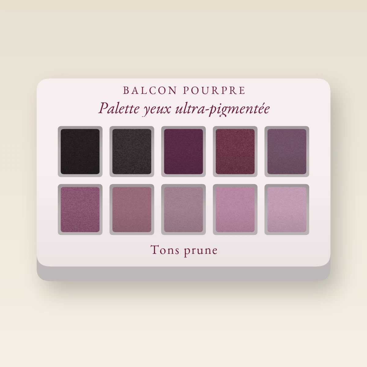 Palette yeux ultra-pigmentée à la poudre de soie – Balcon Pourpre, 4 × 1,2 g, teinte Tons prune