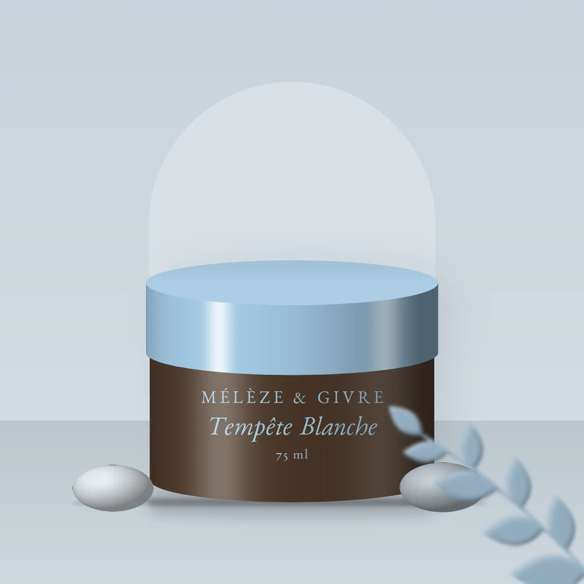 Crème coiffante Tempête Blanche au beurre de cacao – Mélèze & Givre, photo d'ambiance