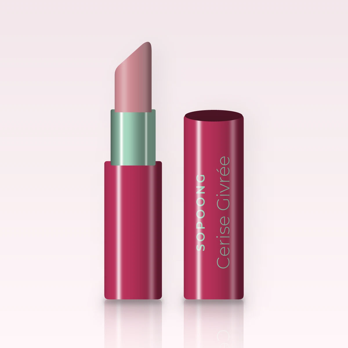 Rouge à lèvres soin Cerise Givrée – Sopoong, étui 3,5 g, teinte 04 Rose poudré