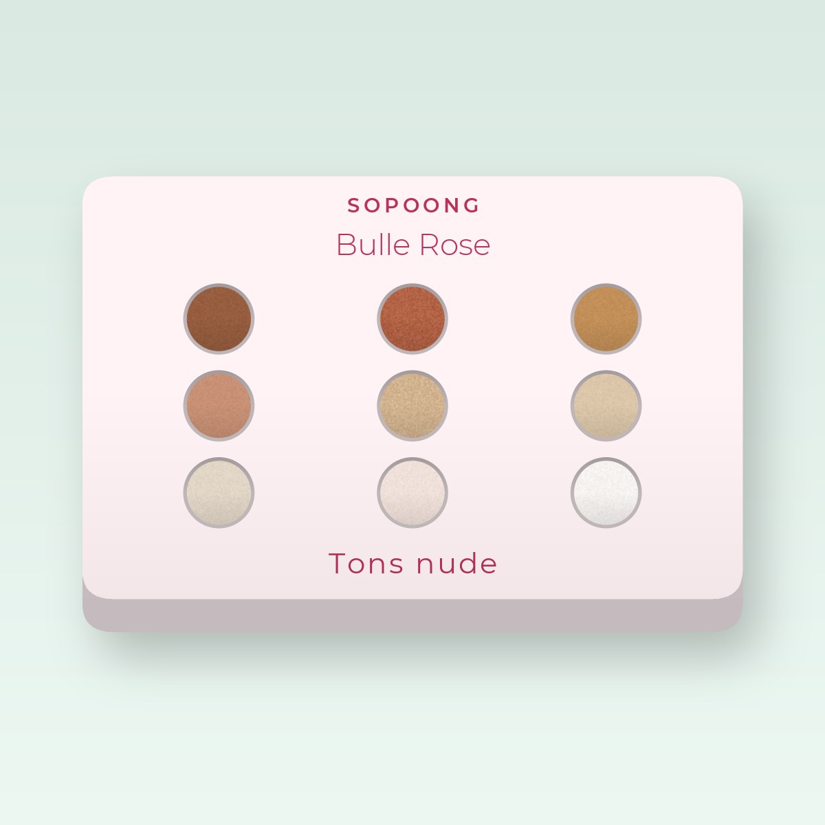 Palette yeux Bulle Rose au bleuet – Sopoong, 12 × 1 g, teinte Tons nude