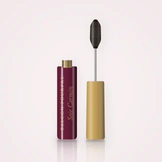 Mascara Soie Carmin fortifiant – Balcon Pourpre, flacon et brosse 10 ml, teinte Brun noir