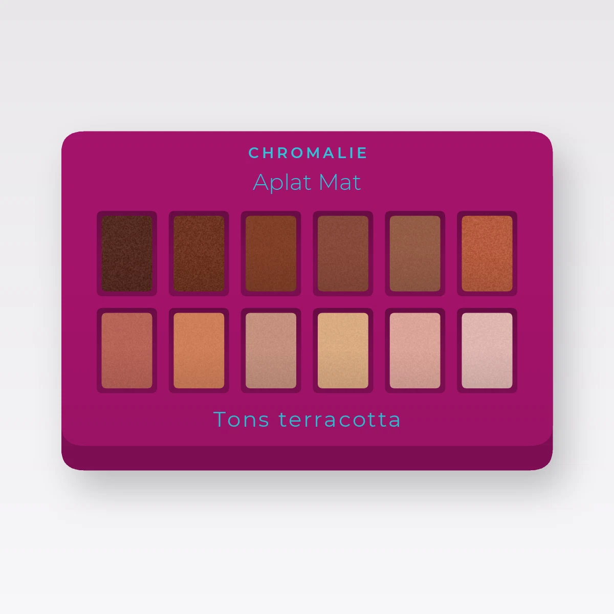Palette yeux Aplat Mat à l'huile de tournesol – Chromalie, 12 × 1 g, teinte Tons terracotta