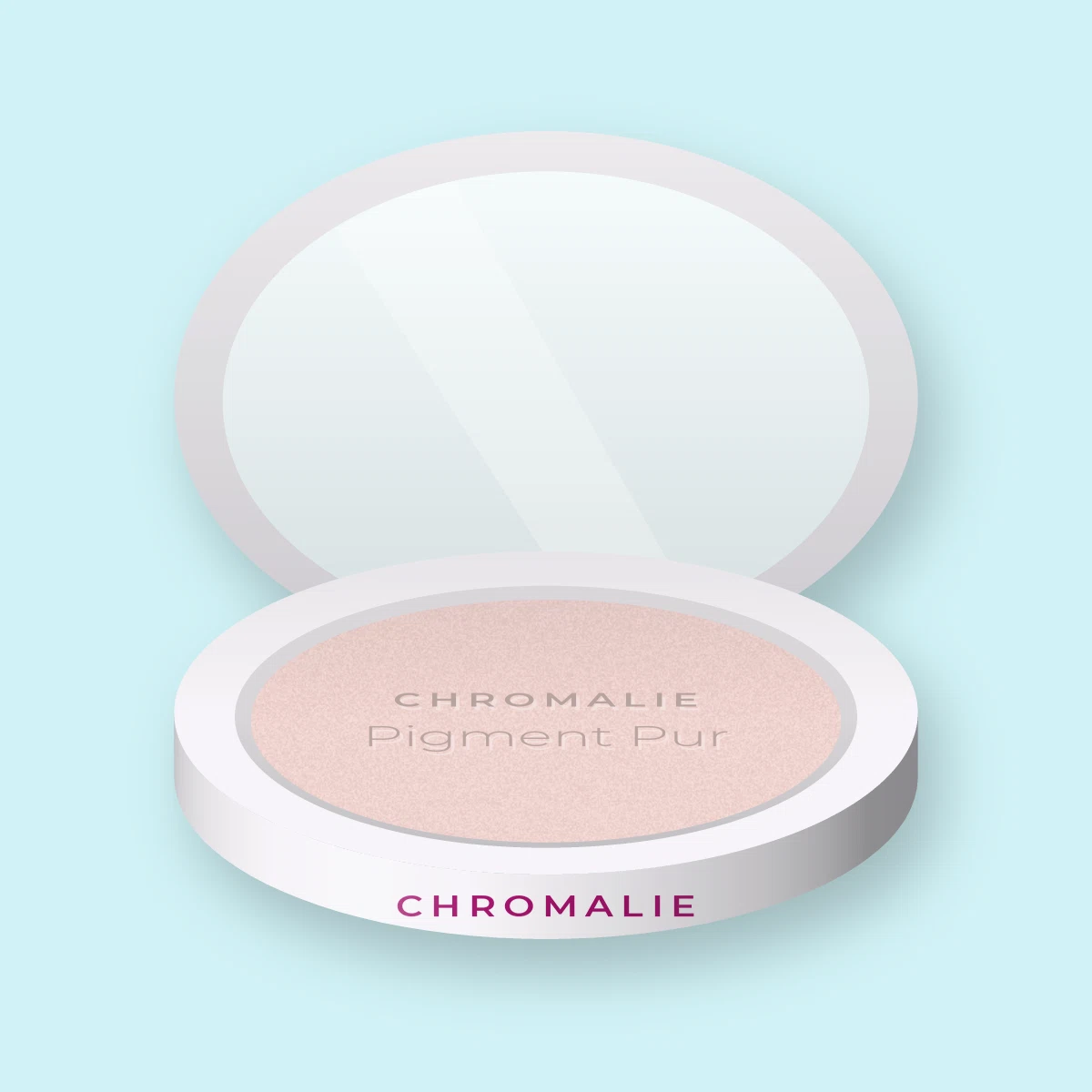 Enlumineur Pigment Pur à l'huile de jojoba – Chromalie, boîtier 4,5 g, teinte Nacre rosée