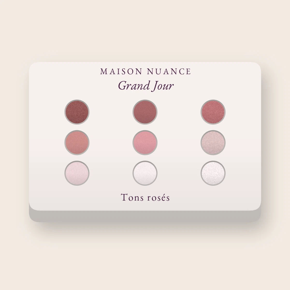 Palette yeux haute tenue Grand Jour – Maison Nuance, 12 × 1 g, teinte Tons rosés