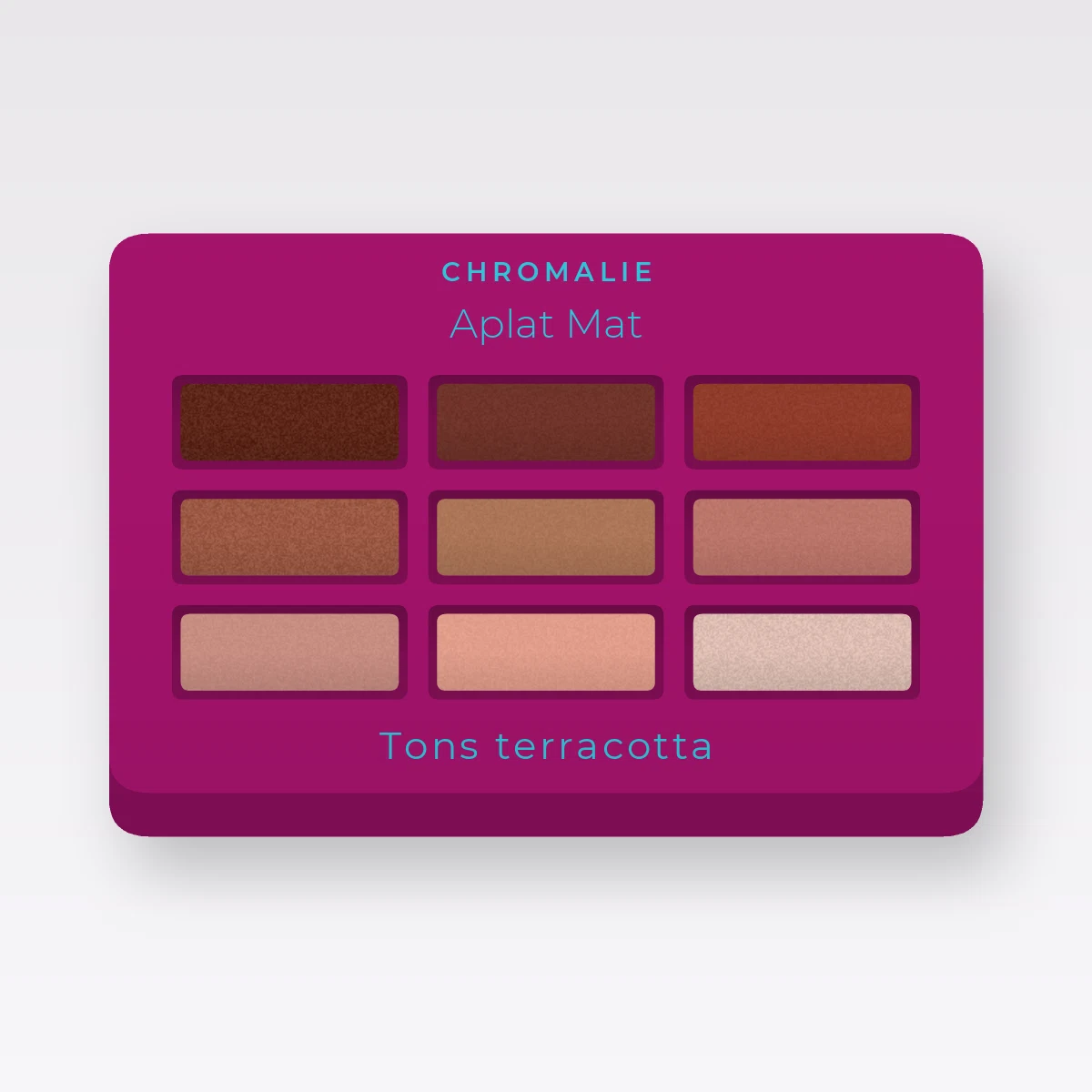Palette yeux Aplat Mat à l'huile de raisin – Chromalie, 4 × 1,2 g, teinte Tons terracotta