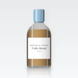 Huile corps Veillée Boréale légère – Mélèze & Givre, flacon 150 ml