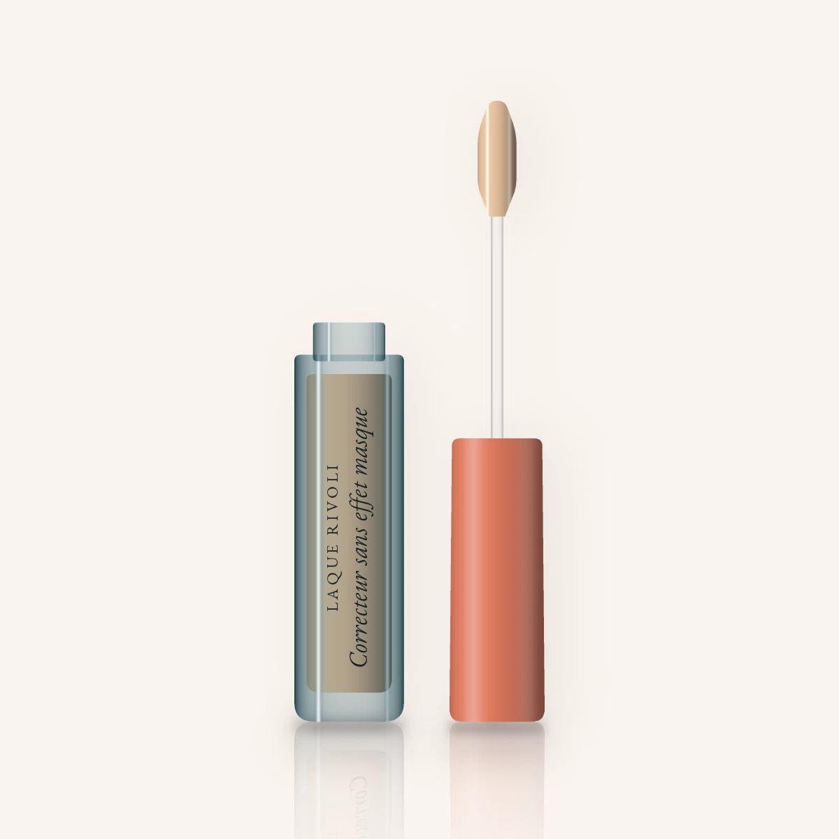 Correcteur sans effet masque à la caféine – Laque Rivoli, flacon applicateur 6 ml, teinte 03 Beige clair