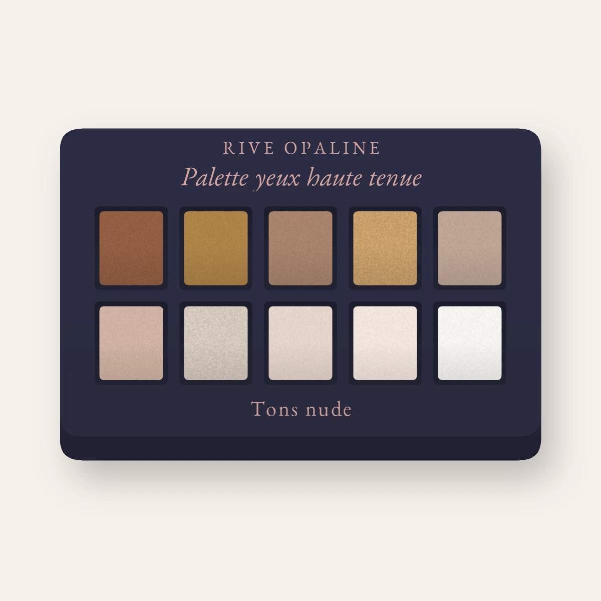 Palette yeux haute tenue au kaolin – Rive Opaline, 9 × 1 g, teinte Tons nude