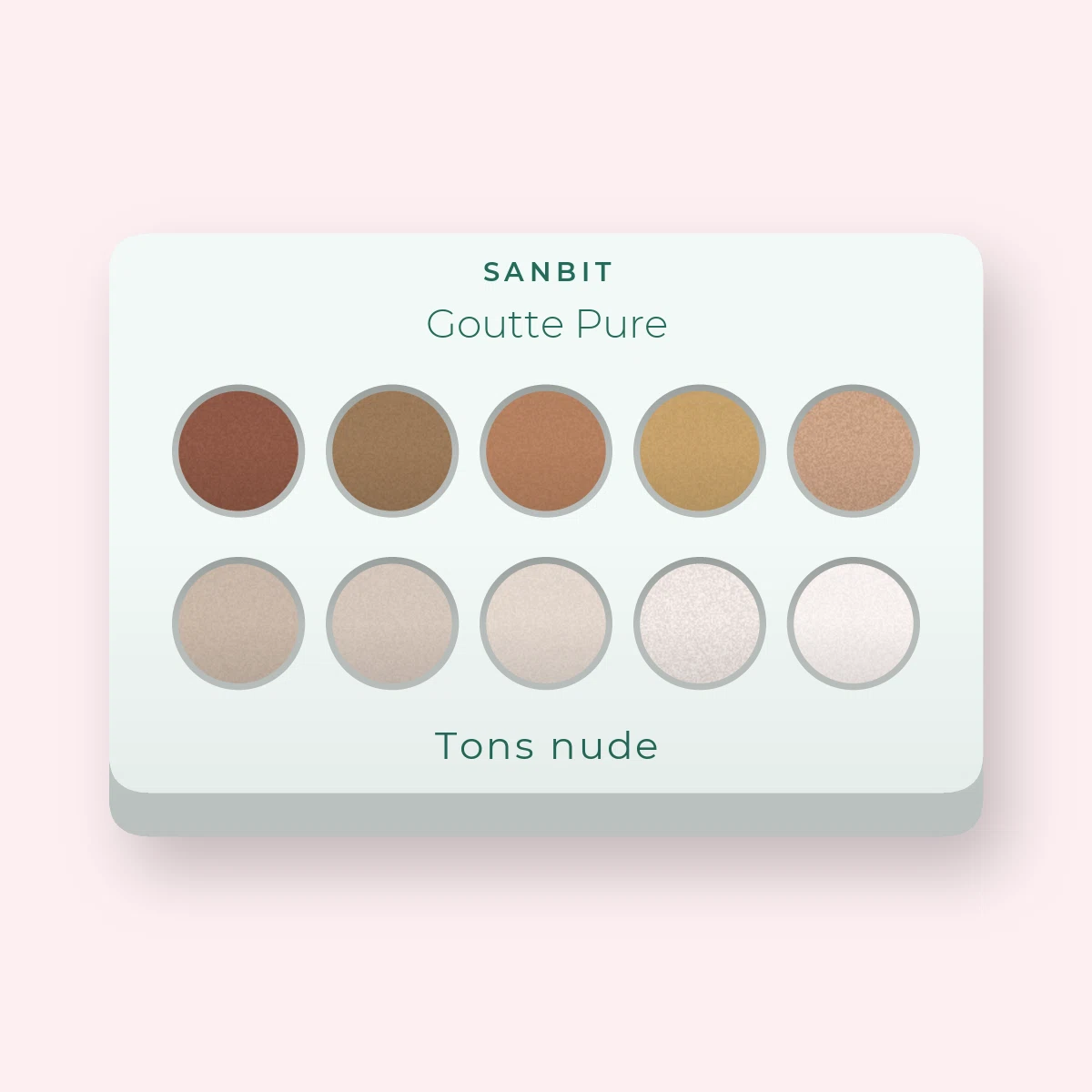 Palette yeux Goutte Pure au beurre de karité – Sanbit, 12 × 1 g, teinte Tons nude