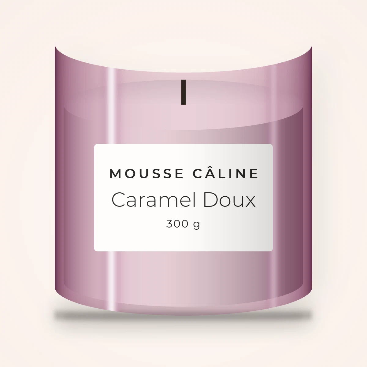 Bougie parfumée Caramel Doux au lavandin – Mousse Câline, pot en verre 300 g