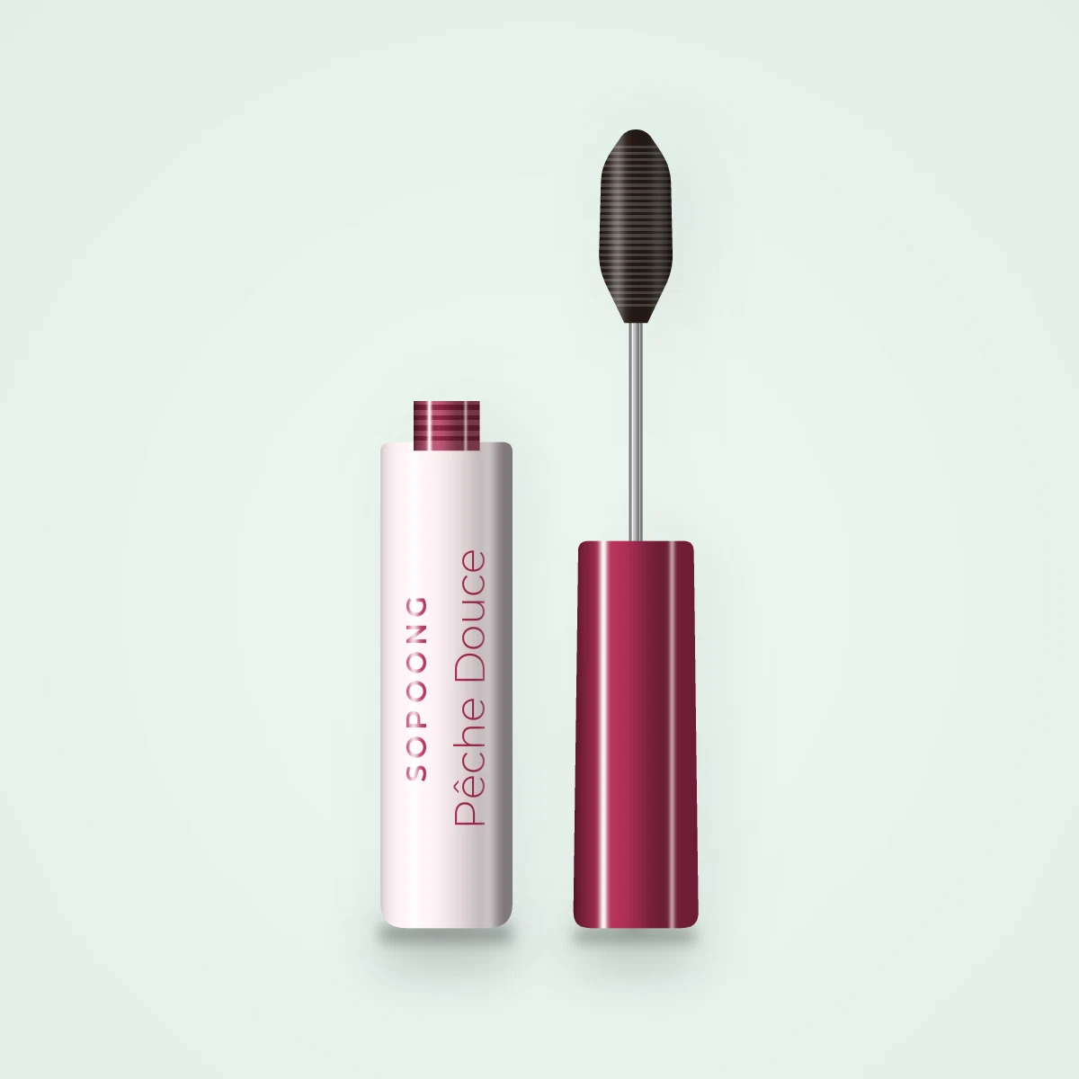 Mascara Pêche Douce au bambou – Sopoong, flacon et brosse 8 ml, teinte Brun noir
