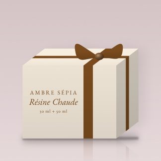 Coffret parfum Résine Chaude exquis – Ambre Sépia, 30 ml + 50 ml