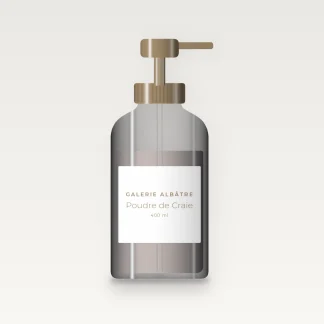 Poudre de Craie nettoyant visage anti-imperfections – Galerie Albâtre, flacon-pompe 400 ml