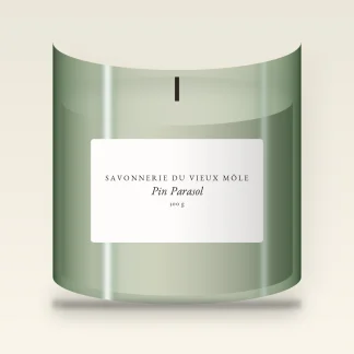 Bougie parfumée Pin Parasol au gingembre – Savonnerie du Vieux Môle, pot en verre 300 g