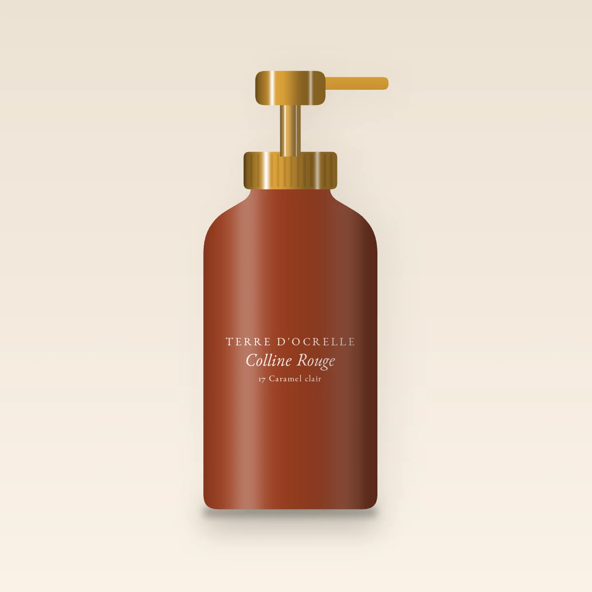 Fond de teint Colline Rouge à la réglisse – Terre d'Ocrelle, flacon-pompe 35 ml, teinte 17 Caramel clair