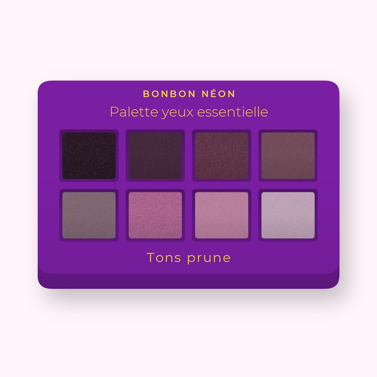 Palette yeux essentielle à l'huile de ricin – Bonbon Néon, 4 × 1,2 g, teinte Tons prune