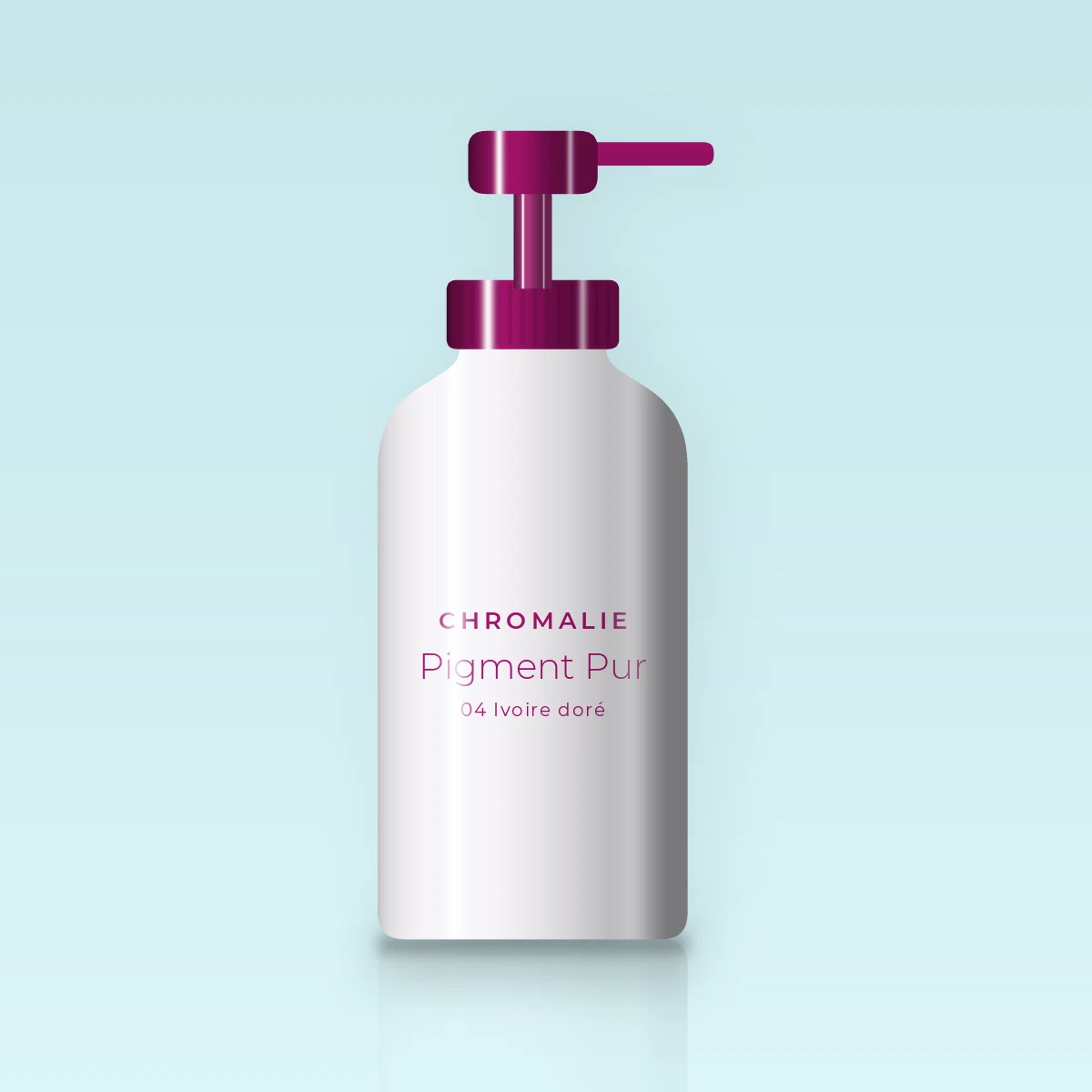 Fond de teint effet retouché Pigment Pur – Chromalie, flacon-pompe 30 ml, teinte 04 Ivoire doré