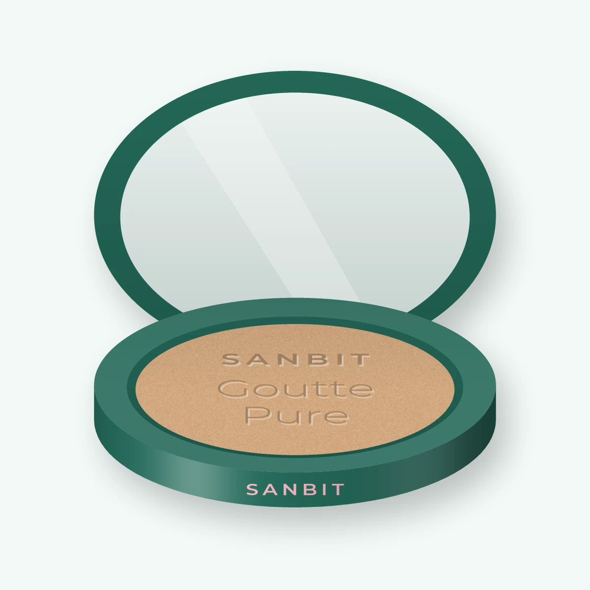 Poudre tenue extrême Goutte Pure – Sanbit, boîtier 12 g, teinte 08 Sable