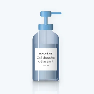 Gel douche délassant à l'aloe vera – Halvène, flacon-pompe 100 ml
