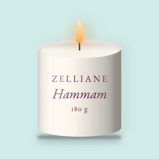Bougie parfumée Hammam délicate – Zelliane, pot en verre 180 g