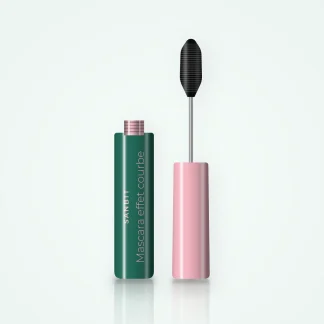 Mascara effet courbe à la cire de riz – Sanbit, flacon et brosse 8 ml, teinte Noir intense