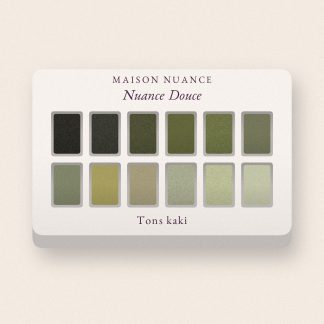Palette yeux haute pigmentation Nuance Douce – Maison Nuance, 4 × 1,2 g, teinte Tons kaki