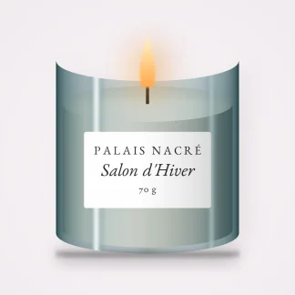 Bougie parfumée Salon d'Hiver au palmarosa – Palais Nacré, pot en verre 70 g