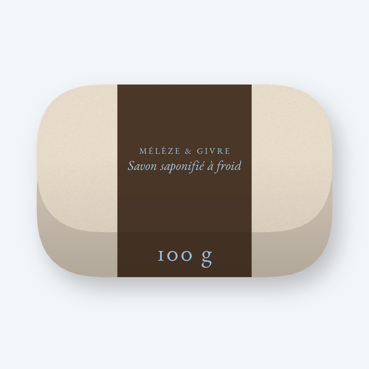 Savon saponifié à froid au rhassoul – Mélèze & Givre, pain 100 g