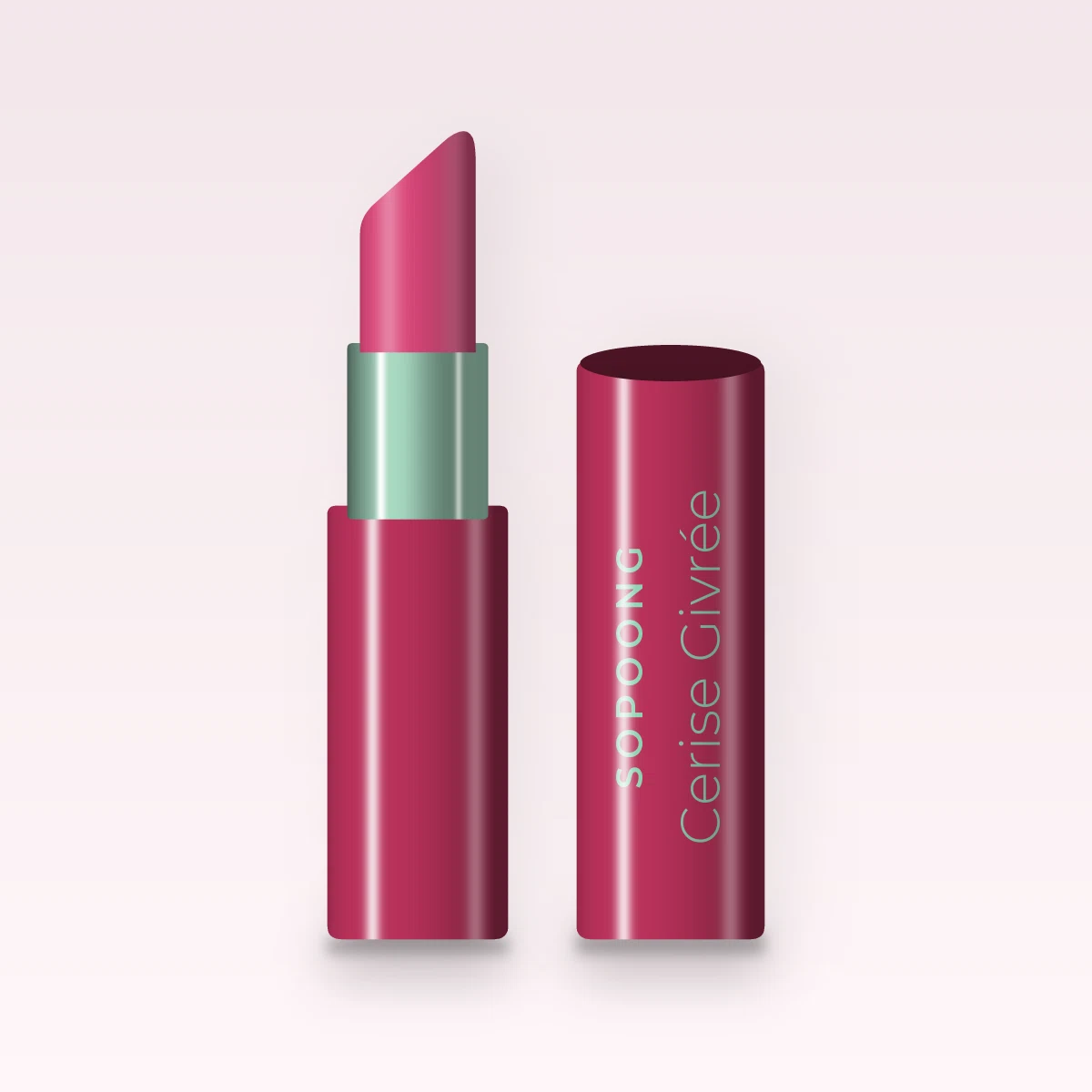 Rouge à lèvres Cerise Givrée à la cire de riz – Sopoong, étui 3,5 g, teinte 06 Rose vif