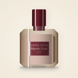 Parfum Myrrhe Lente joyeux au géranium rosat – Ambre Sépia, flacon 30 ml