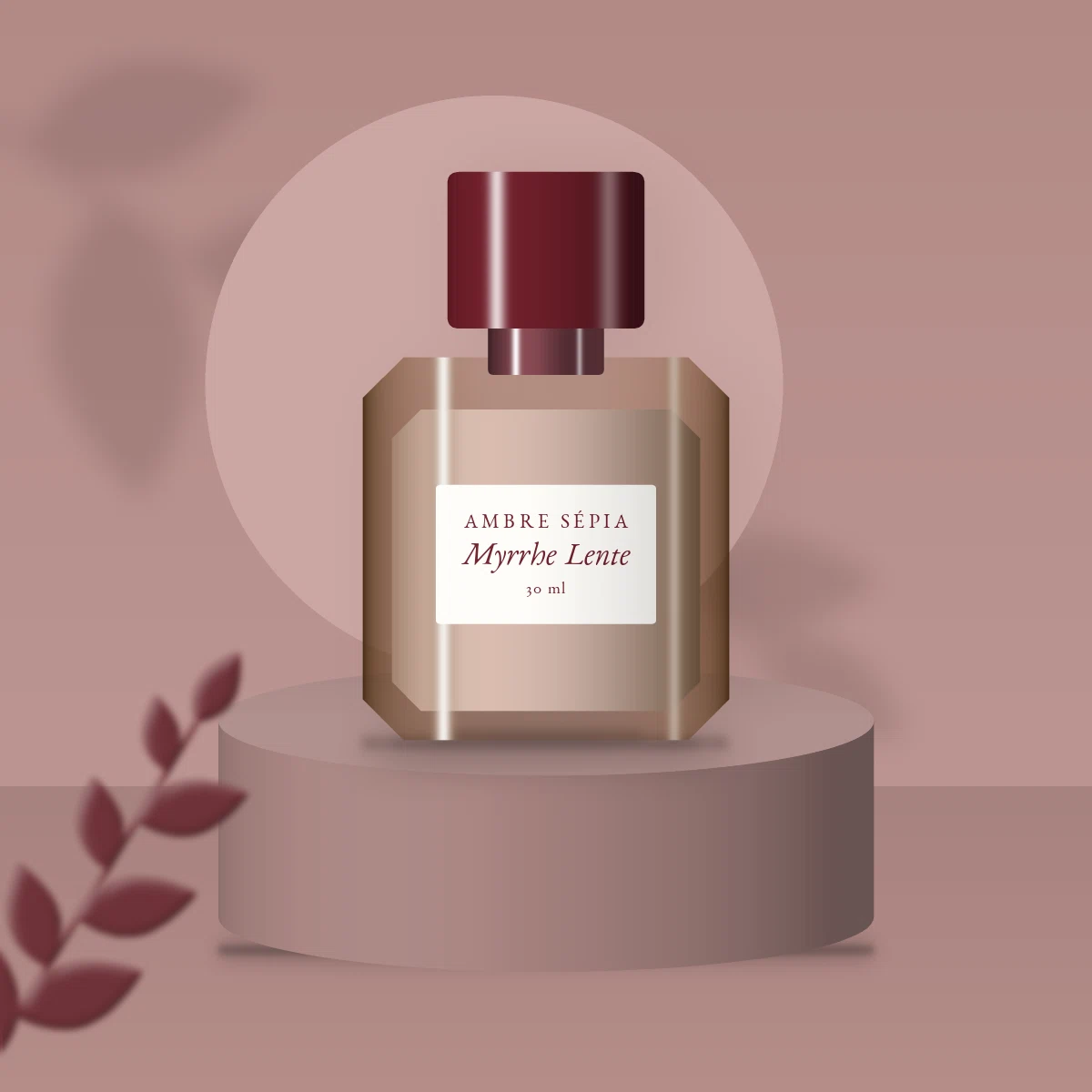 Parfum Myrrhe Lente joyeux au géranium rosat – Ambre Sépia, photo d'ambiance