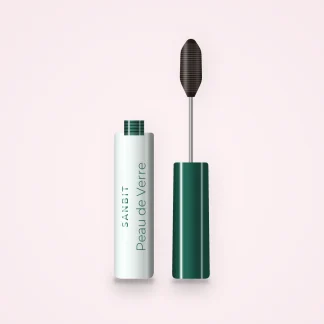 Mascara Peau de Verre fortifiant – Sanbit, flacon et brosse 8 ml, teinte Brun noir