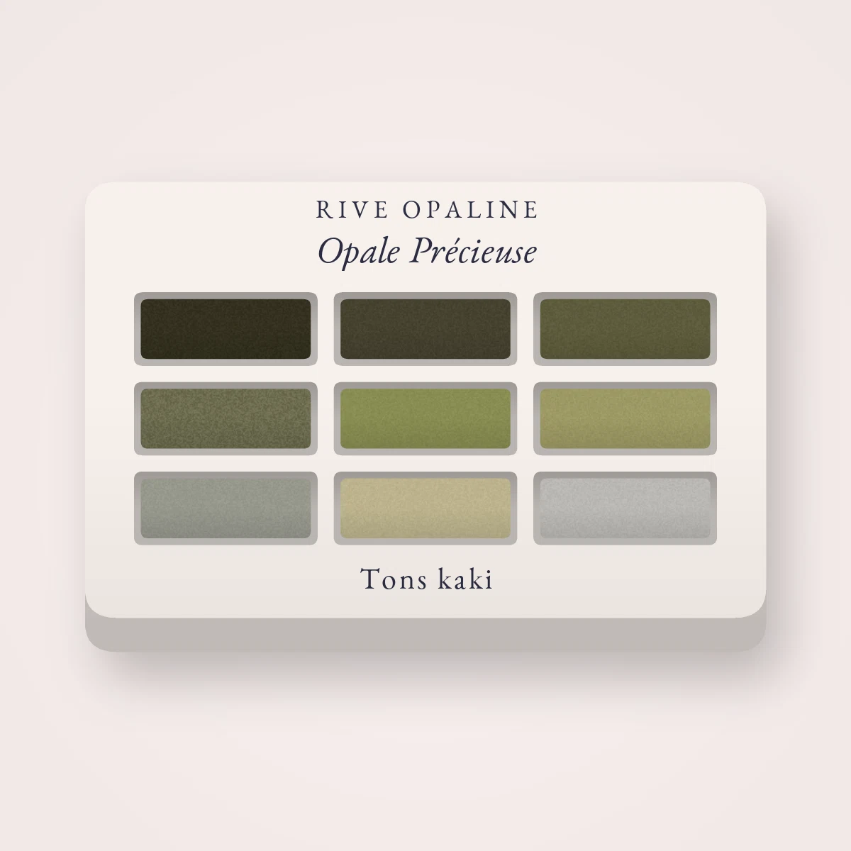 Palette yeux confort Opale Précieuse – Rive Opaline, 4 × 1,2 g, teinte Tons kaki