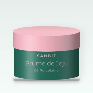 Poudre sans effet plâtre Brume de Jeju – Sanbit, pot 20 g, teinte 02 Porcelaine