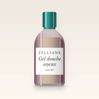 Gel douche et bain soyeux à l'huile de jojoba – Zelliane, flacon 100 ml