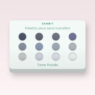 Palette yeux sans transfert à l'huile de noisette – Sanbit, 12 × 1 g, teinte Tons froids