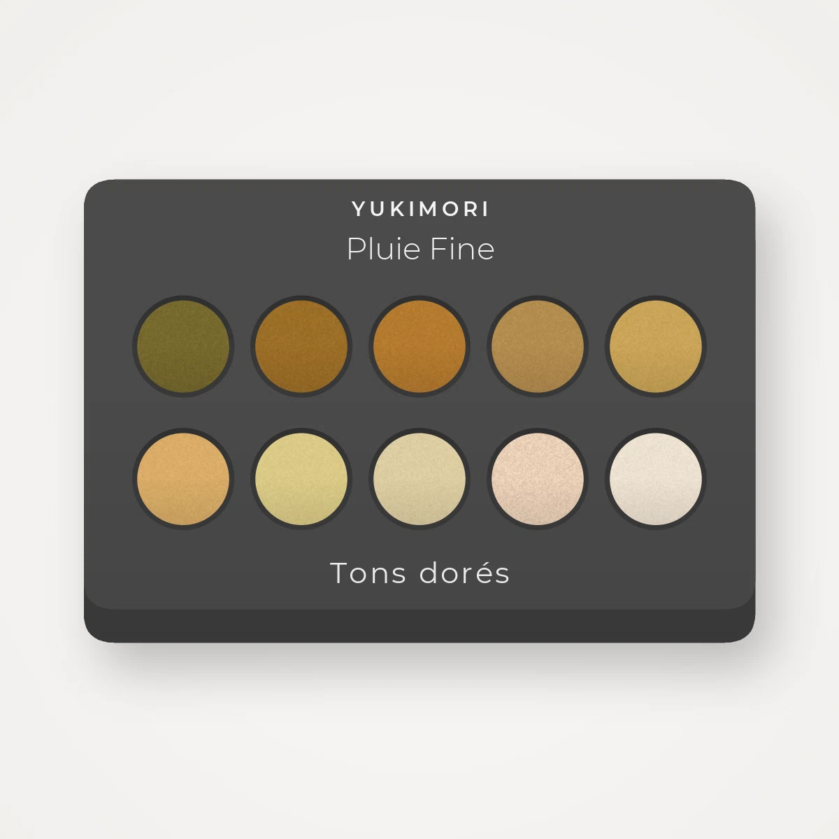 Palette yeux Pluie Fine à la poudre de soie – Yukimori, 9 × 1 g, teinte Tons dorés