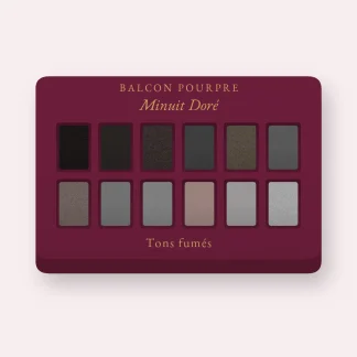 Palette yeux Minuit Doré effet naturel – Balcon Pourpre, 12 × 1 g, teinte Tons fumés