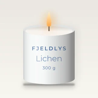 Bougie parfumée Lichen au benjoin – Fjeldlys, pot en verre 300 g