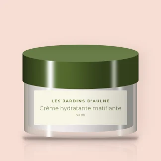 Crème hydratante matifiante à l'huile de noisette – Les Jardins d'Aulne, pot 50 ml