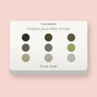 Palette yeux effet smoky à la poudre de soie – Yukimori, 12 × 1 g, teinte Tons kaki