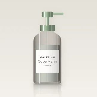 Shampooing Cube Marin à la fleur d'hibiscus – Galet Nu, flacon-pompe 250 ml