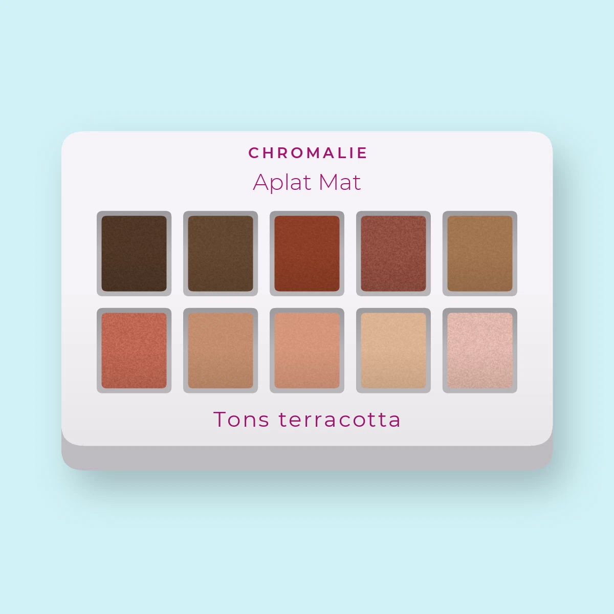 Palette yeux Aplat Mat sans effet poudreux – Chromalie, 4 × 1,2 g, teinte Tons terracotta