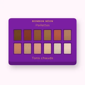 Palette yeux résistante à l'eau Paillettes – Bonbon Néon, 12 × 1 g, teinte Tons chauds