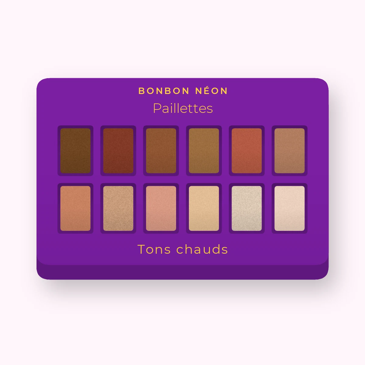 Palette yeux résistante à l'eau Paillettes – Bonbon Néon, 12 × 1 g, teinte Tons chauds